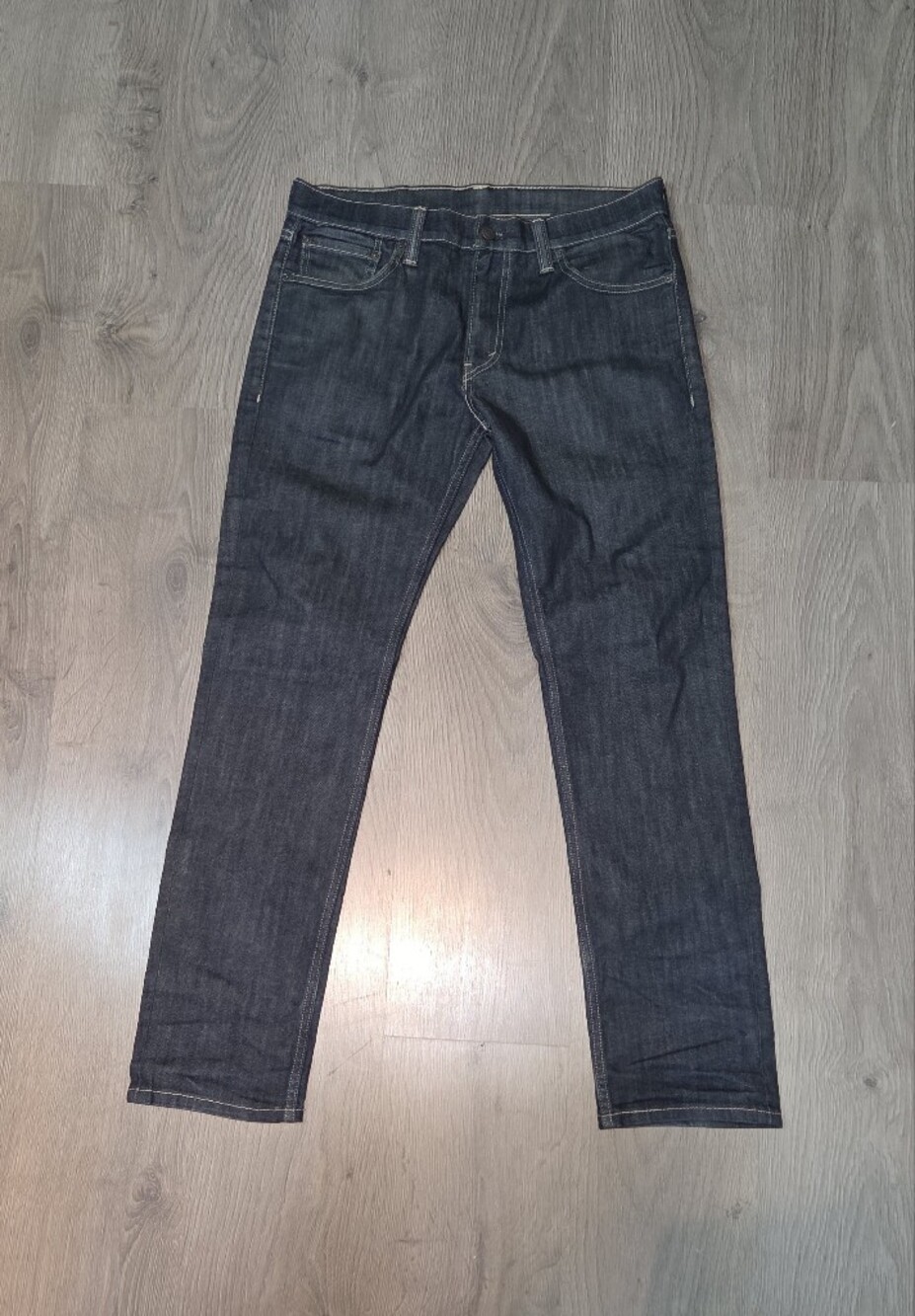 Vintage Perry Ellis Men's Indigo Blue Denim Jeans With Contrast Stitching